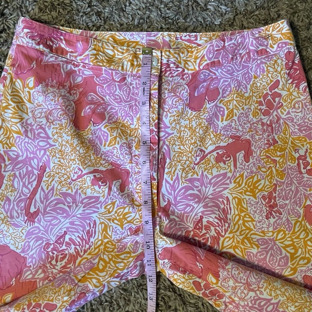 Lilly Pulitzer Womens 4 Pink Cropped Pant Monkey Elephant Vacation Preppy Beach - Picture 10 of 11